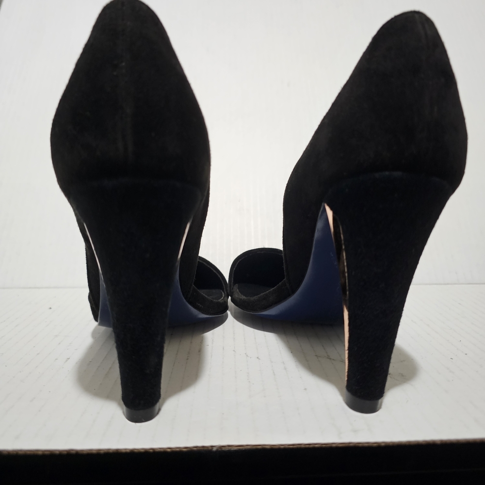 Rebecca Minkoff Black Suede D'Orsay Women's Pumps Gold Tone Heel Sz 8.5 Shoes - Picture 7 of 13